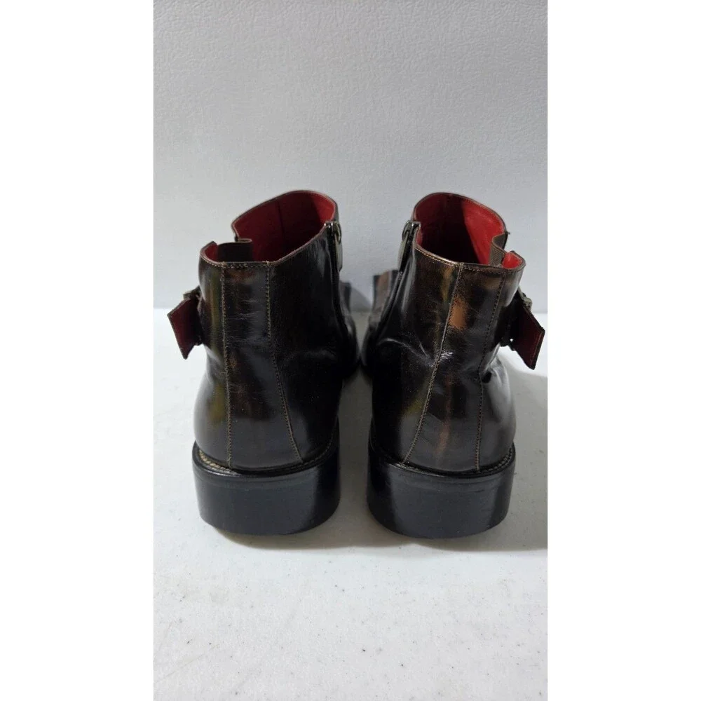 Zota Mens Side Zip Leather Ankle Boots Brown Horse Hair Size 13